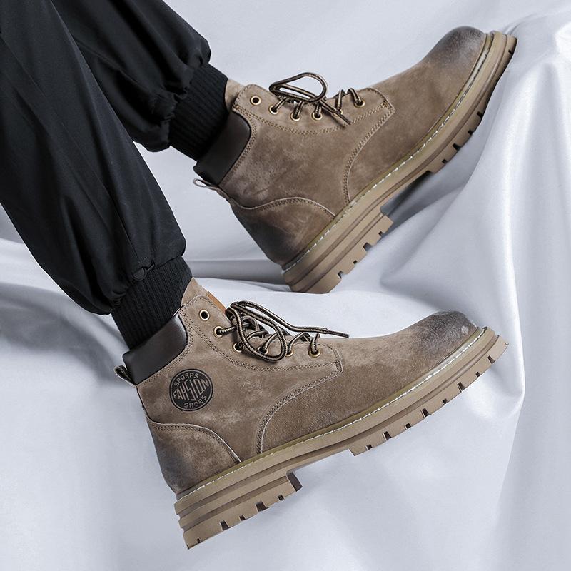 Ботинки из ревеня мужские 2024 Мартин британский стиль высокий верх не гнилая подошва летние дышащие весенне-осенние мужские туфли 2345-P