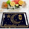4/6pcs Black Golden Moon And Stars Lantern Placemats for Eid Mubarak Blessing, Seasonal Everyday Holiday Decor for Home Kitchen Restaurant Party