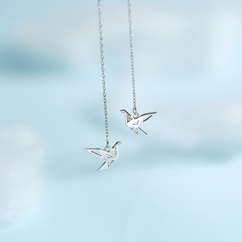 Yixuan Diamond Sparkling Origami Crane Ear Threader Popular Chain Design Element