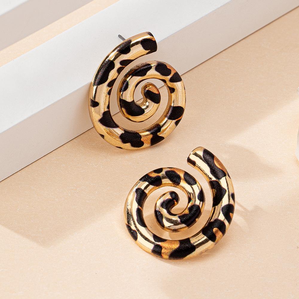 European and American Geometric Spiral Earrings