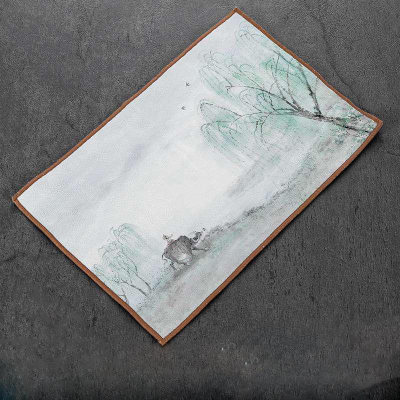 Тряпка для посуды, простое ветровое кухонное полотенце, впитывающая пеньку, серая скатерть, чайная подушечка, аксессуары для чайной церемонии