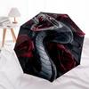 Black Snake & Red Roses: Automatic Opening/Closing Umbrella with Foldable Design, Iron Frame, Outdoor Use, Perfect Gift for Fans, Travelers,