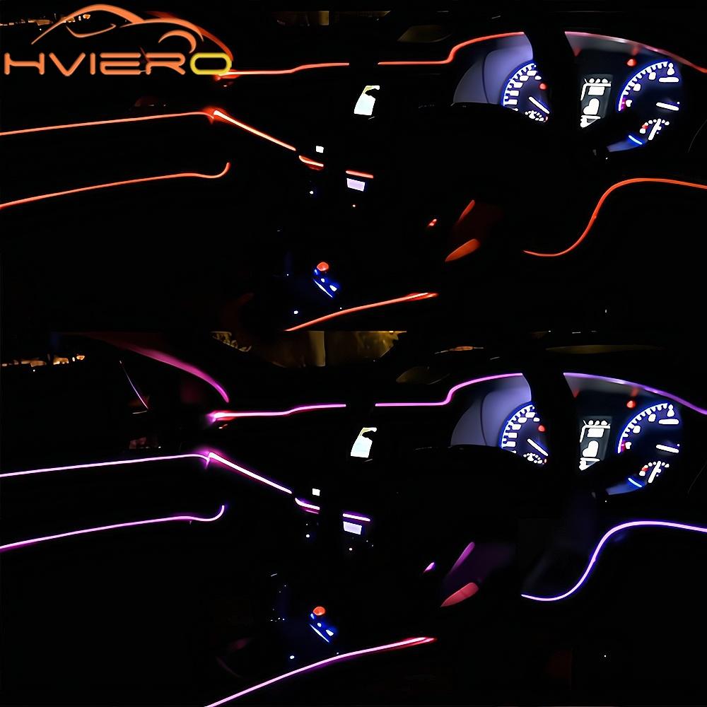 1M 2M 3M 5M Автомобильное внутреннее освещение Автоматическая светодиодная лента Проводной трос Трубка Линия Гибкий неоновый свет с 12 В USB-прикуривателем