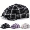 Adults Retro Tweed Dad Hat Plaid Newsboy Caps Men Octagonal Hats British Painters Hats Herringbone Flat Hip Hop Berets Gorras