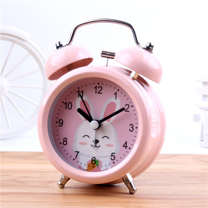 Silent alarm clock for primary school students 1-inch metal bell clock Children's bedside luminous clock