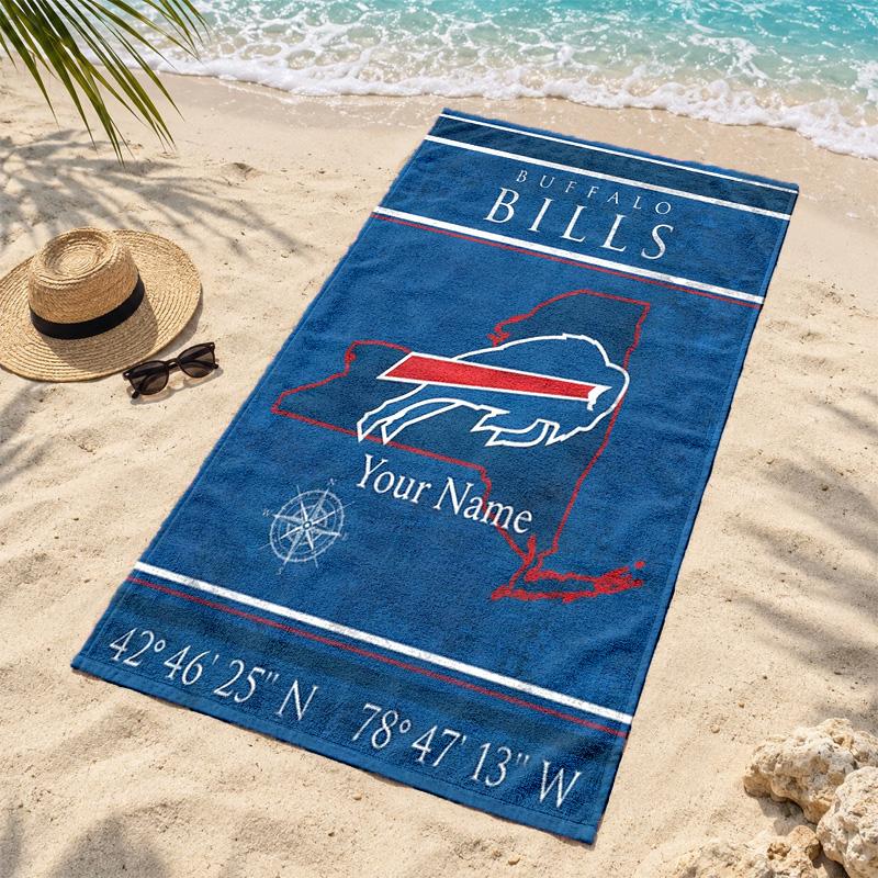 Buffalo Bills Custom Name Beach towels also serve as bath towels summer essential a musthave for the outdoors the beach and the pool
