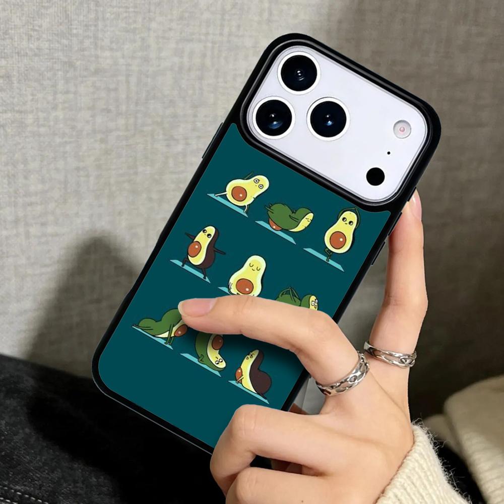 Чехол Case для iPhone 17 Air 16 Pro Max 15 Plus 11 13 Mini 14 12 Задняя крышка телефона Авокадо Йога Забавный рисунок
