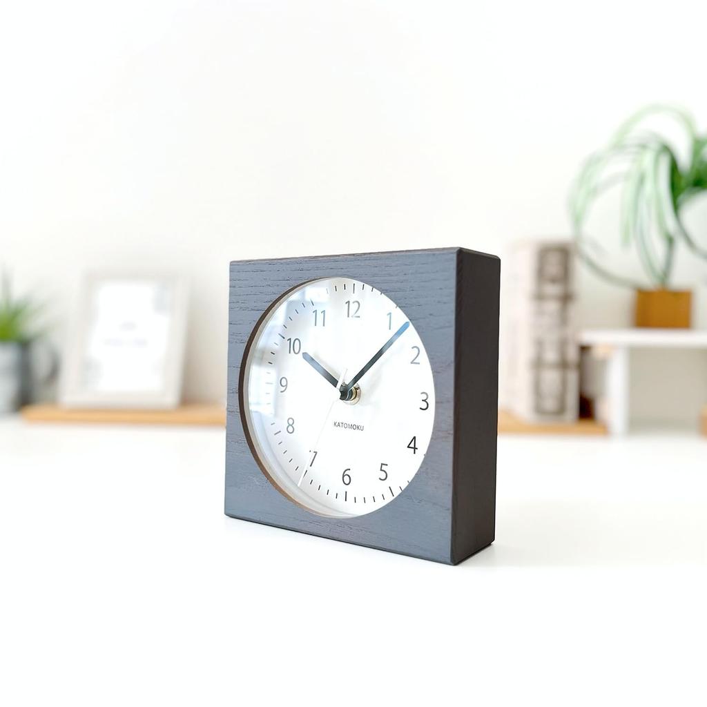 KATOMOKU Dual Use Clock, 8cm, Gray, km-134GRRC, Wall/Tabletop Use, Radio-Controlled Clock with Continuous Second Hand, 14cm