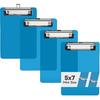 Mini Clipboard Set of 4, 5 x 7 Plastic Small Clear Clip Boards with Low Profile Clip, Memo Size for Classroom, Teacher, Students, School & Office