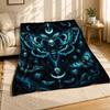 Skull Death Moth Moons Coral Fleece Blanket Gothic Celestial Decor
