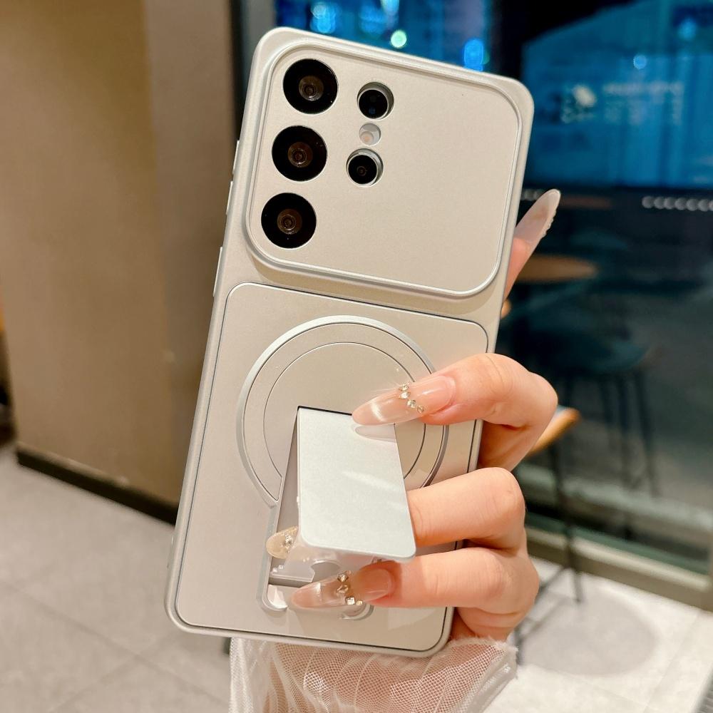 Роскошный скрытый кронштейн для чехла Magsafe для Samsung S26 S25 S24 S23 FE Plus Ultra Матовый подставка Магнитный полный бампер Чехол