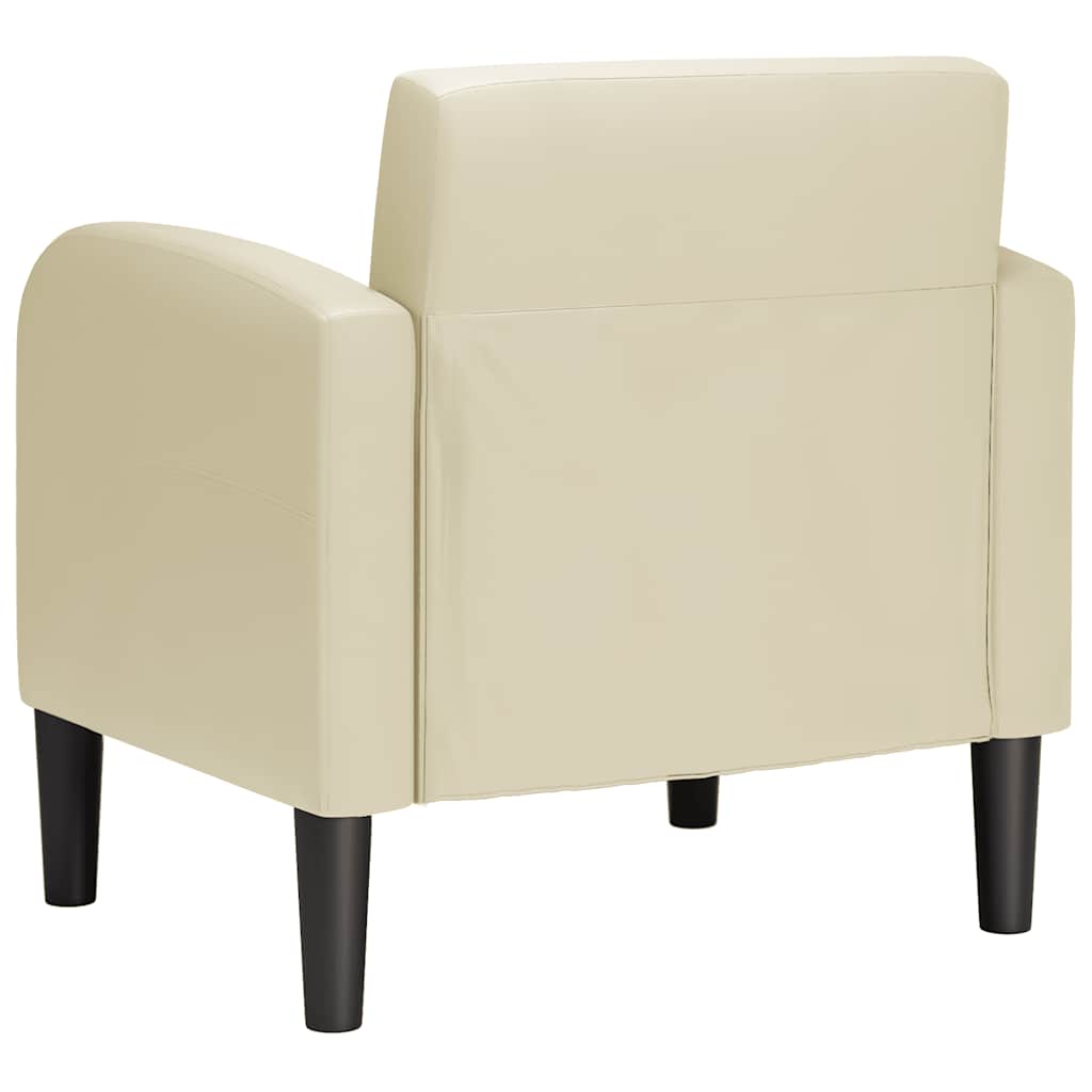 Cream Armchair with Armrests 54 cm Faux Leather