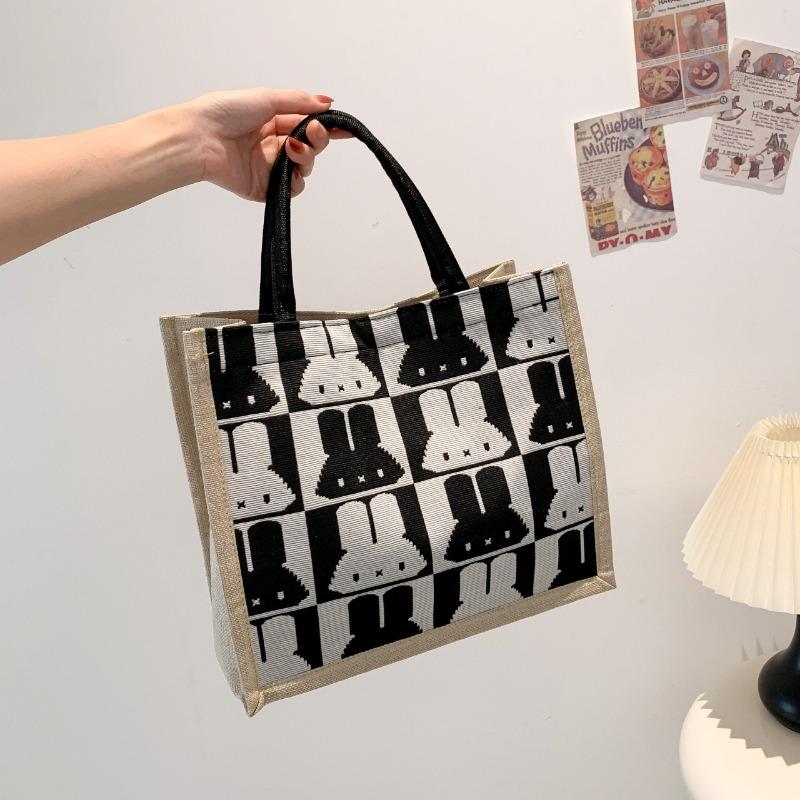 Женская сумка простая чистая льняная модная портативная магнитная пряжка одно плечевая сумка сумка кролик