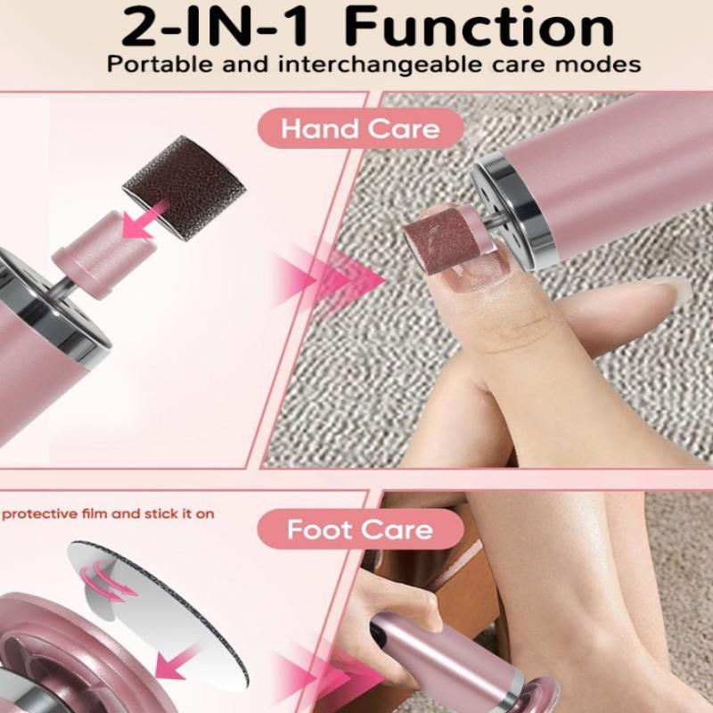 2-in-1 Electric Foot Hand Care Device USB Charging Callus Remover Nail Polisher for Home Pedicure Manicure Use