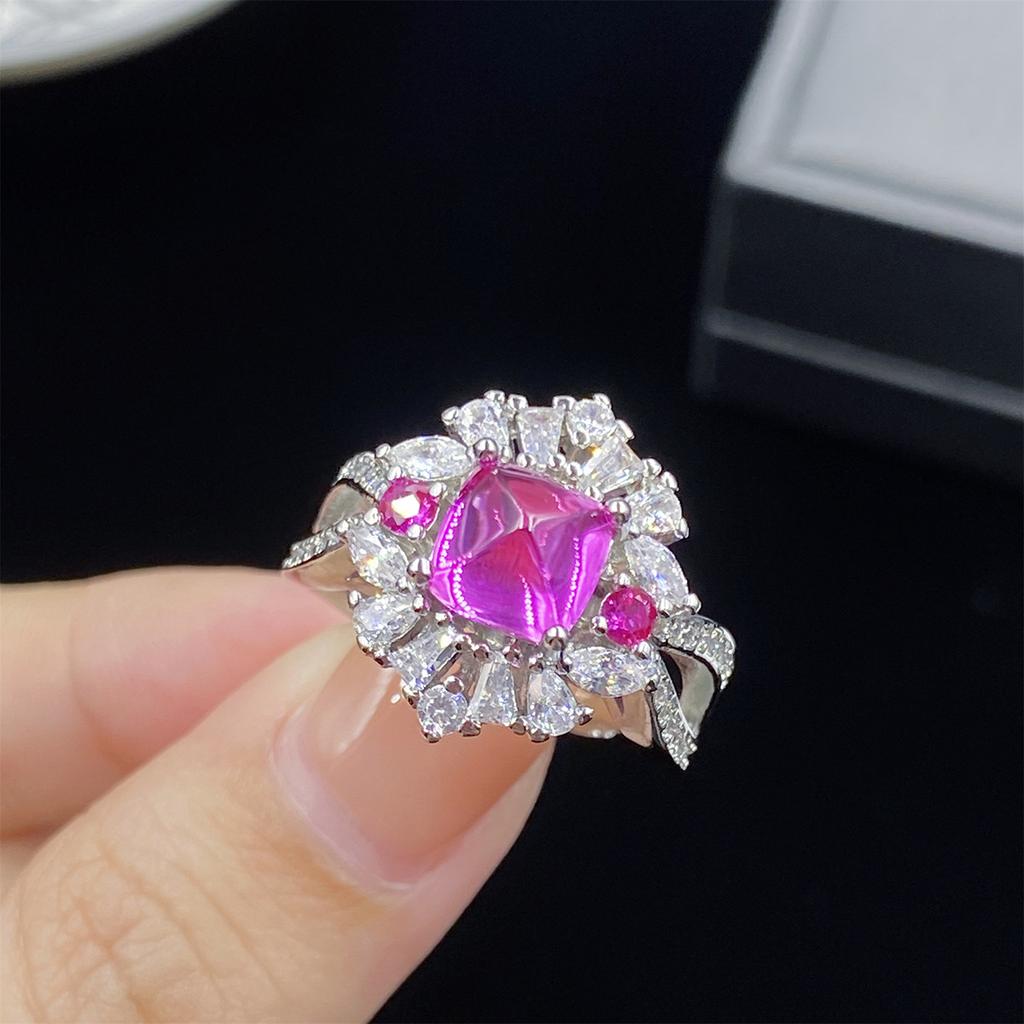 BELLA BOX Роскошное красное корундовое сахарное кольцо с имитацией красного турмалина, регулируемое, подходит для повседневной женской вечеринки, модные ювелирные изделия