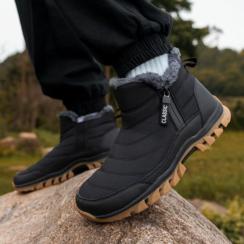Мужские зимние сапоги Теплые меховые ботильоны Зимняя обувь Мужские зимние сапоги Парные зимние повседневные кроссовки на молнии Легкие мужские ботинки