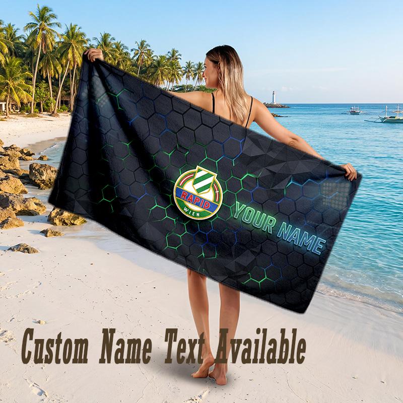 Rapid Wien FC Design Beach Towel Custom Text Large Towel for Beach Vacation