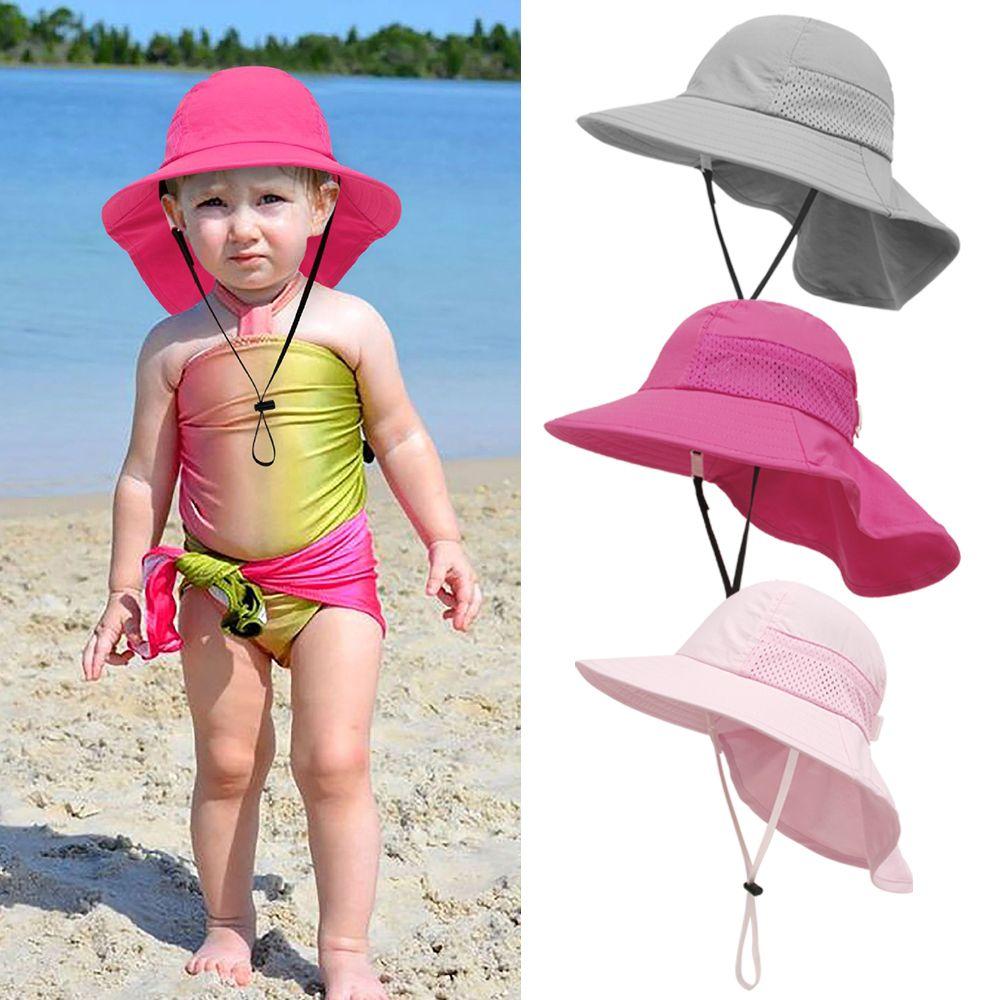 Large Brim Beach Hat Adjustable with Neck Flap Beach Play Hat Kids Sun Hat Sun Protection Hat