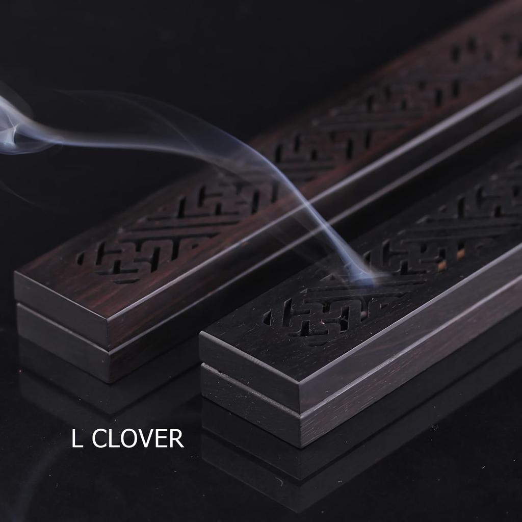 L CLOVER Ароматическая горелка, Эбеновое дерево, Горизонтальная подставка для благовоний с крышкой, Предотвращает разлетание и просыпание пепла, Деревянная ароматическая горелка/Диспенсер для благовоний