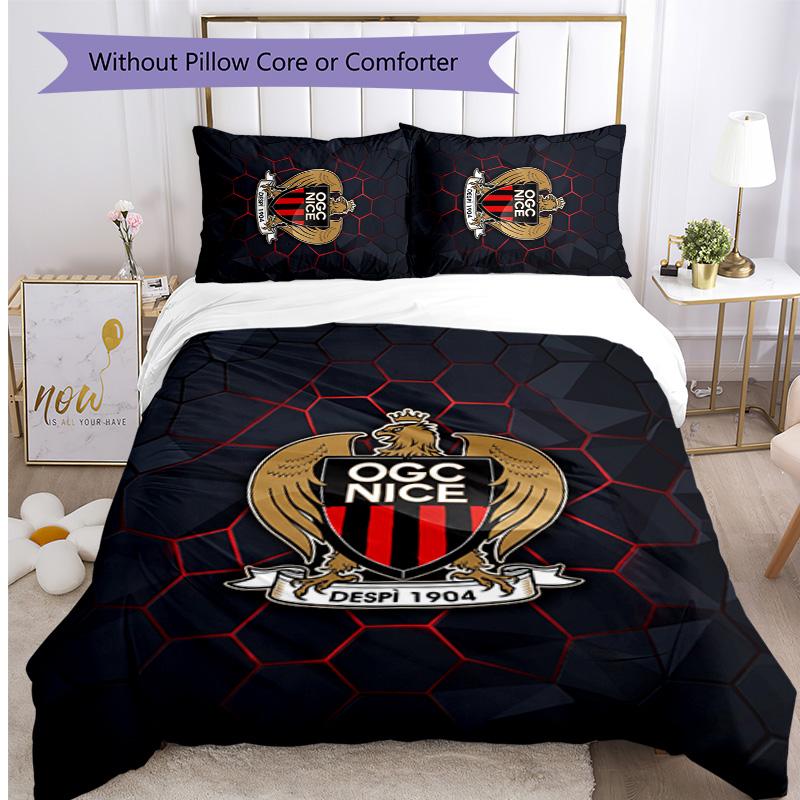 OGC Nice FC Printed 3PCS Bedding Set Breathable Duvet Cover with Pillowcases Decorative Bed Linen for Bedroom Home