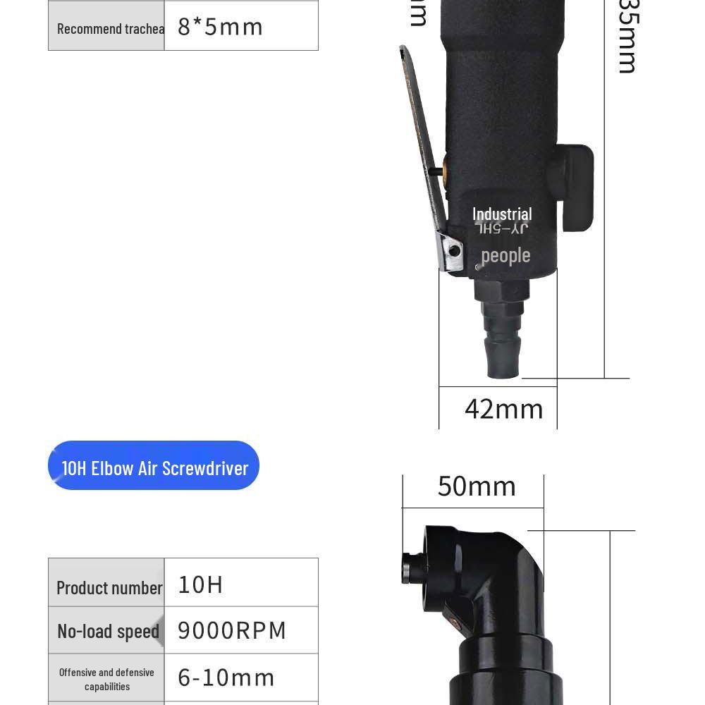 HK 90-Degree Angled Head Pneumatic Air Screwdriver, 5H 10H, Right Angle for Auto Repair