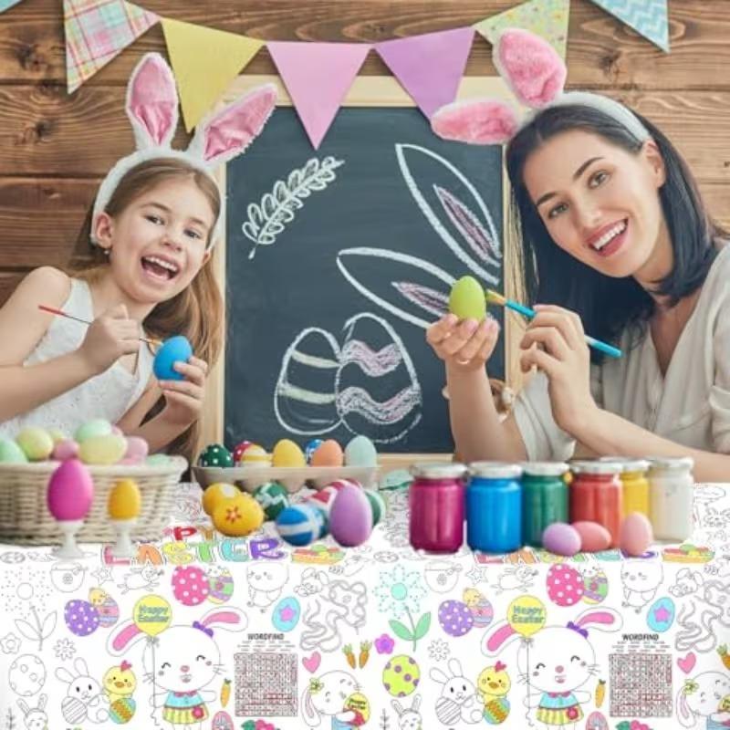 1-10 шт. Пасхальный кролик Сделай сам Детская раскраска Скатерть Одноразовая бумажная скатерть для украшения праздничной вечеринки Пасхальные принадлежности для вечеринки