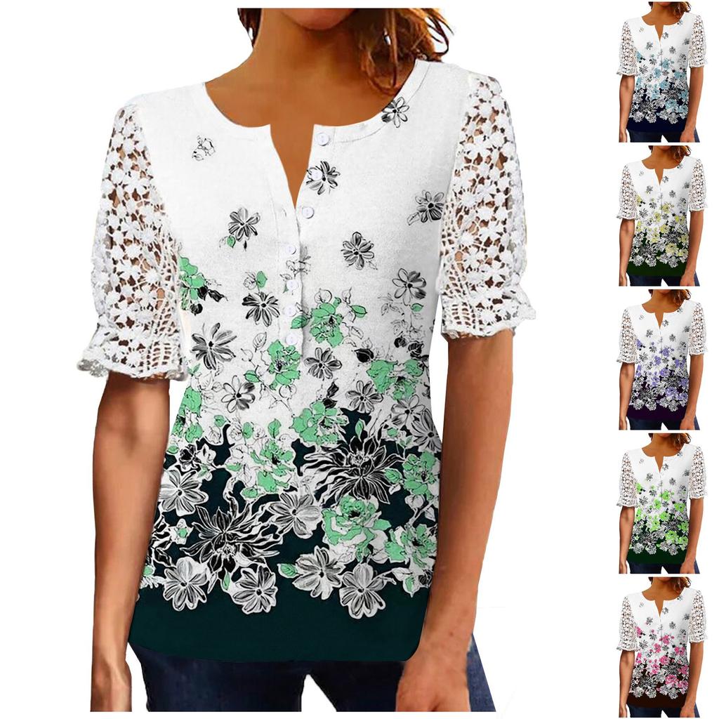 Women Outfits Summer Casual Beach Cover Up Loose Gradient Chiffon Short Shirt Hide Belly Tunic Tops