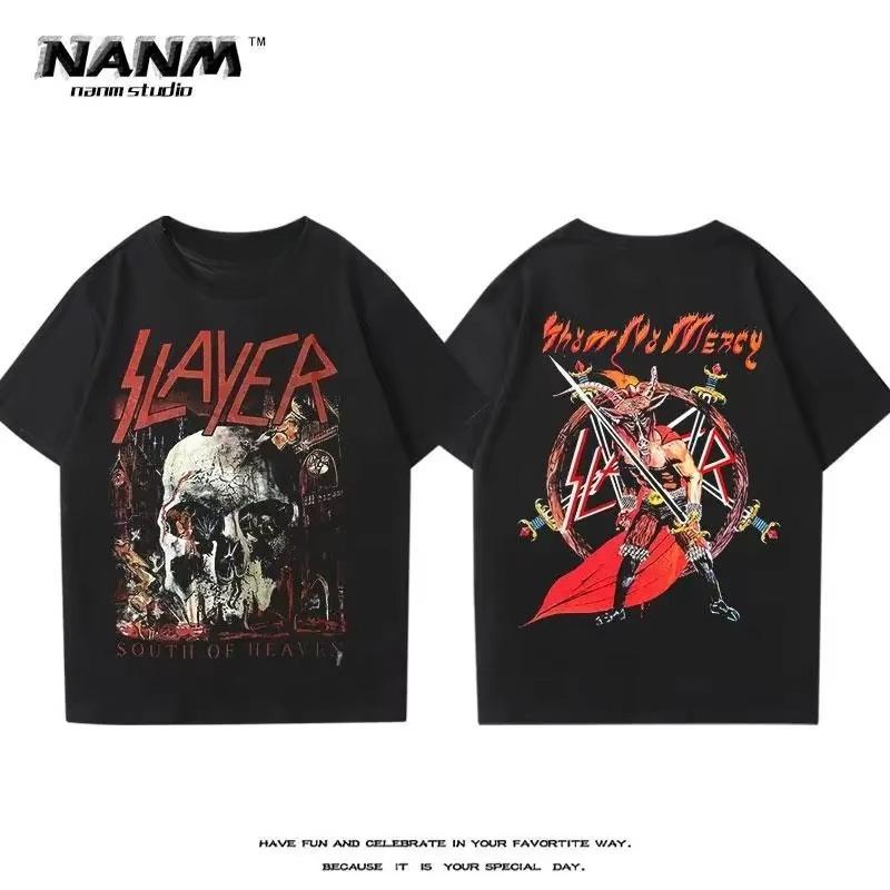 Slayer Band Уличный стиль Хип-хоп Рок Метал Рэп Уличная культура Хлопок 2025 Футболка Свободная Повседневная Футболка Унисекс Летние Топы Футболка