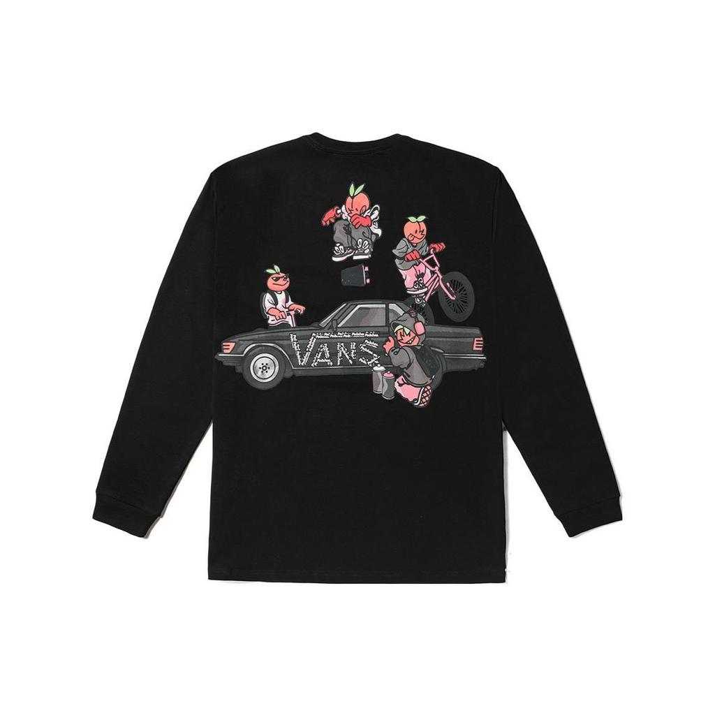 Vans X Peaches Collaboration, американская винтажная футболка с принтом мотоцикла, крутая круглая горловина, длинный рукав, топы унисекс, черный цвет VN000FPEBLK