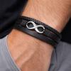 Men' Leather Bracelet Black Braided THICK Gift