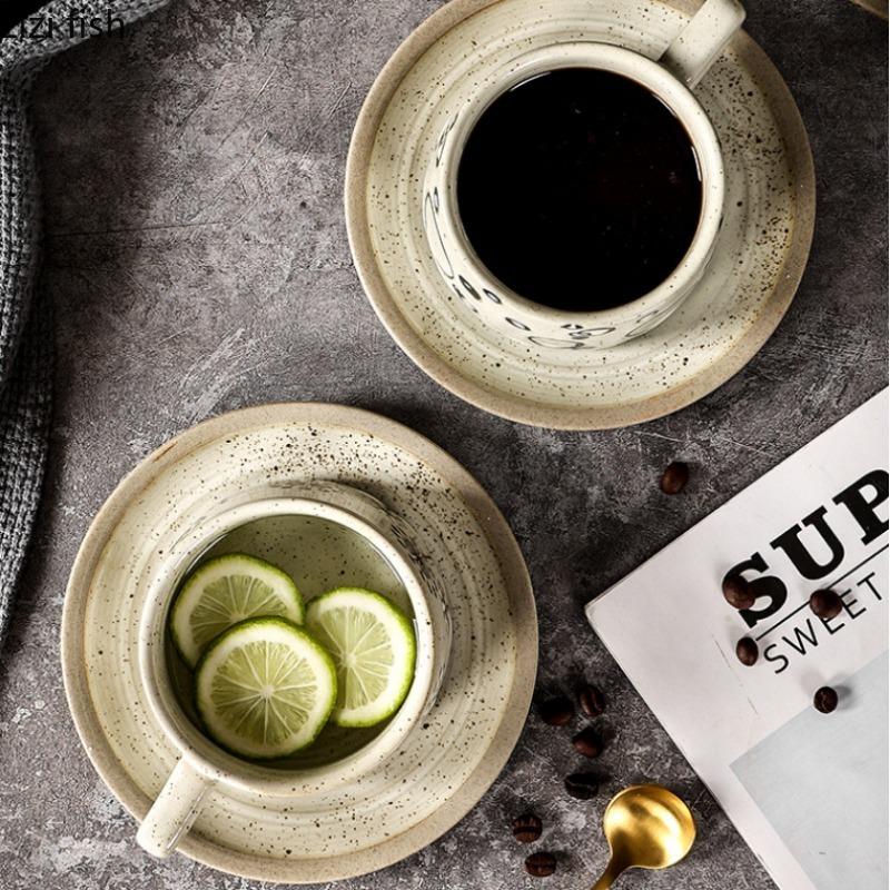 Керамическая кофейная чашка и набор блюдец Чашки для послеобеденного чая Офисные кофейные кружки Керамические чашки для воды Чашки для завтрака из хлопьев Кружки для молока