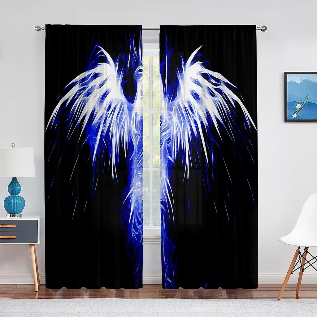 Феникс Пламя Птица Летающие Психоделические Животные Тюлевые Шторы для Декора Гостиной Прозрачная Вуаль Шторы для Спальни Оконные Жалюзи