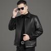Весна и осень, новая мужская кожаная куртка из овчины, деловая куртка для папы среднего возраста из мягкой кожи с лацканами