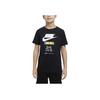 Nike Спортивная футболка с круглым вырезом и коротким рукавом с принтом логотипа и буквами, детские топы, цвет черный FD0829-010