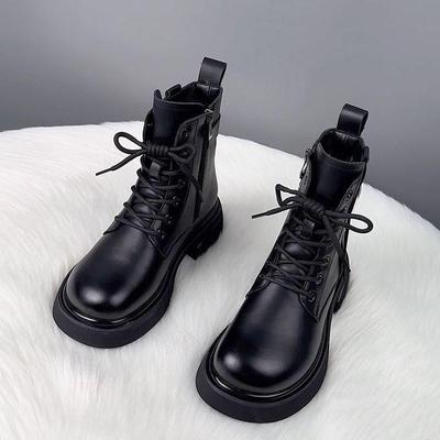 Женские высококлассные ботинки Мартин на толстой подошве: Осенне-зимние модные короткие ботинки в британском стиле