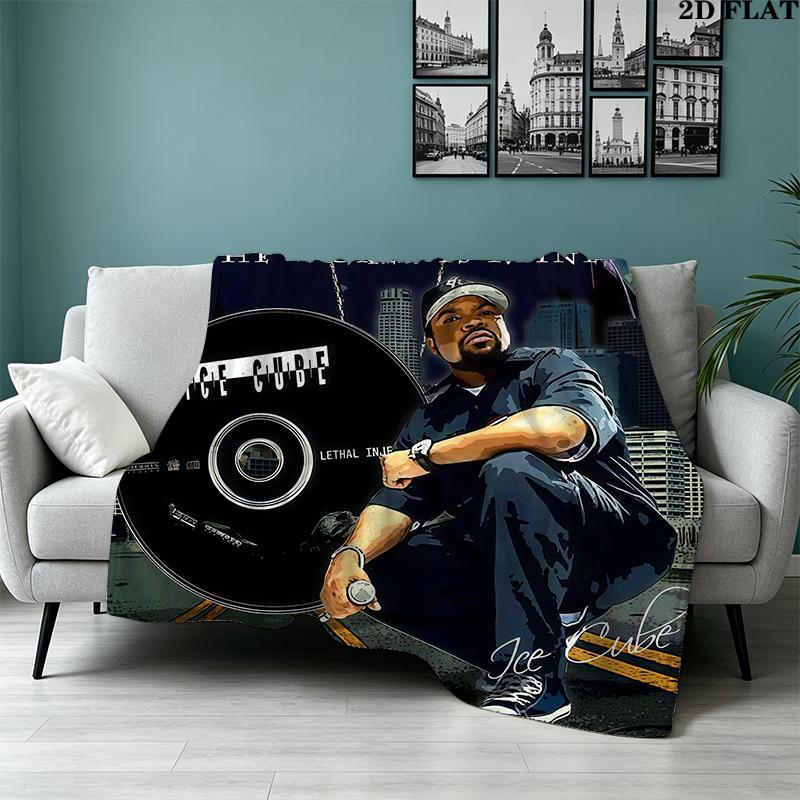 Ice Cube Print Flannel Blanket High Quality Warm Comfortable Cover for All Seasons Perfect for Gifts Home Decor
