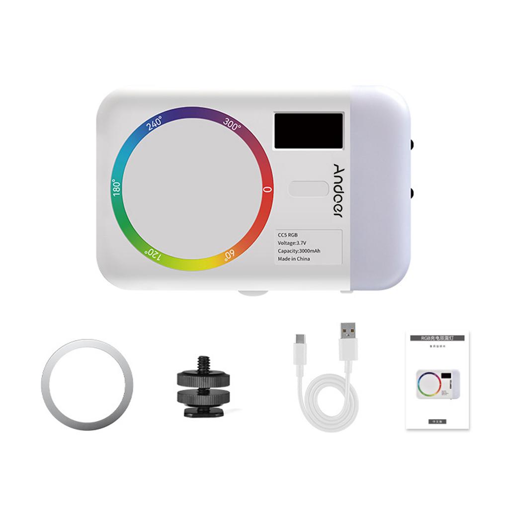Andoer CC5 RGB Видеосвет Двусторонний Свет для Фотосъемки 2500K-9000K Регулируемый Заполняющий Свет для Камеры Телефона