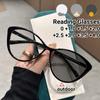 New Vintage Photochromic Eyeglasses Large Frame Cat Eye Reading Glasses Blue Light Blocking Eye Protection Presbyopia Eyewear EMA