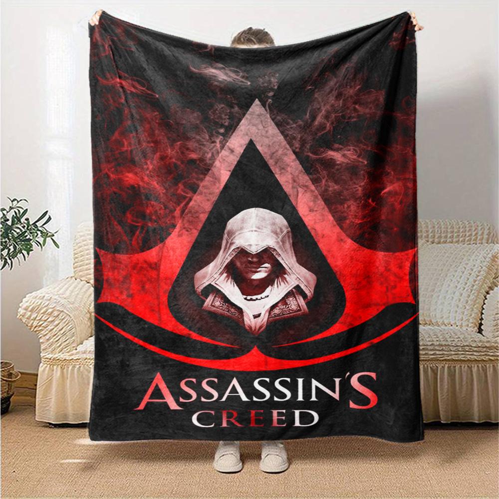 Плед с принтом из игры Assassin's Creed - Идеально подходит для дивана, кровати, путешествий и использования на открытом воздухе | Можно стирать в машине, уютный и прочный.
