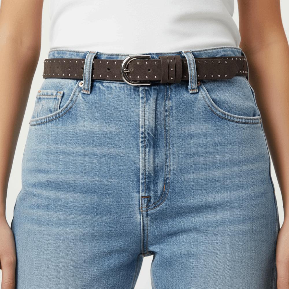 PU Leather Suede Rivet Belt Metal Y2K Belt Fashion Pin Buckle Waistband Female