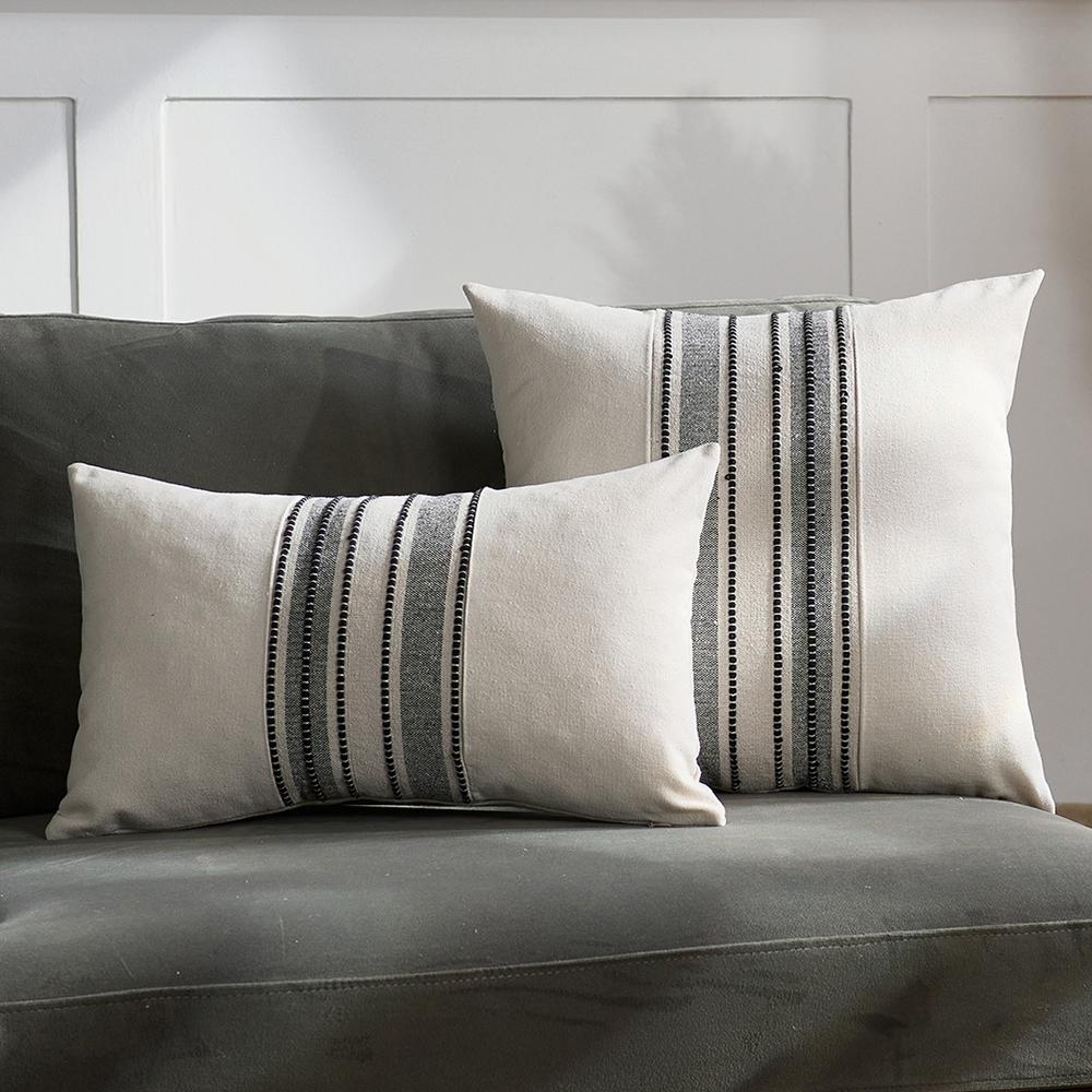 Striped Textured Throw Pillow Covers Boho Decorative Cushion Covers for Couch Sofa Bed Farmhouse & Modern Living Room Decor