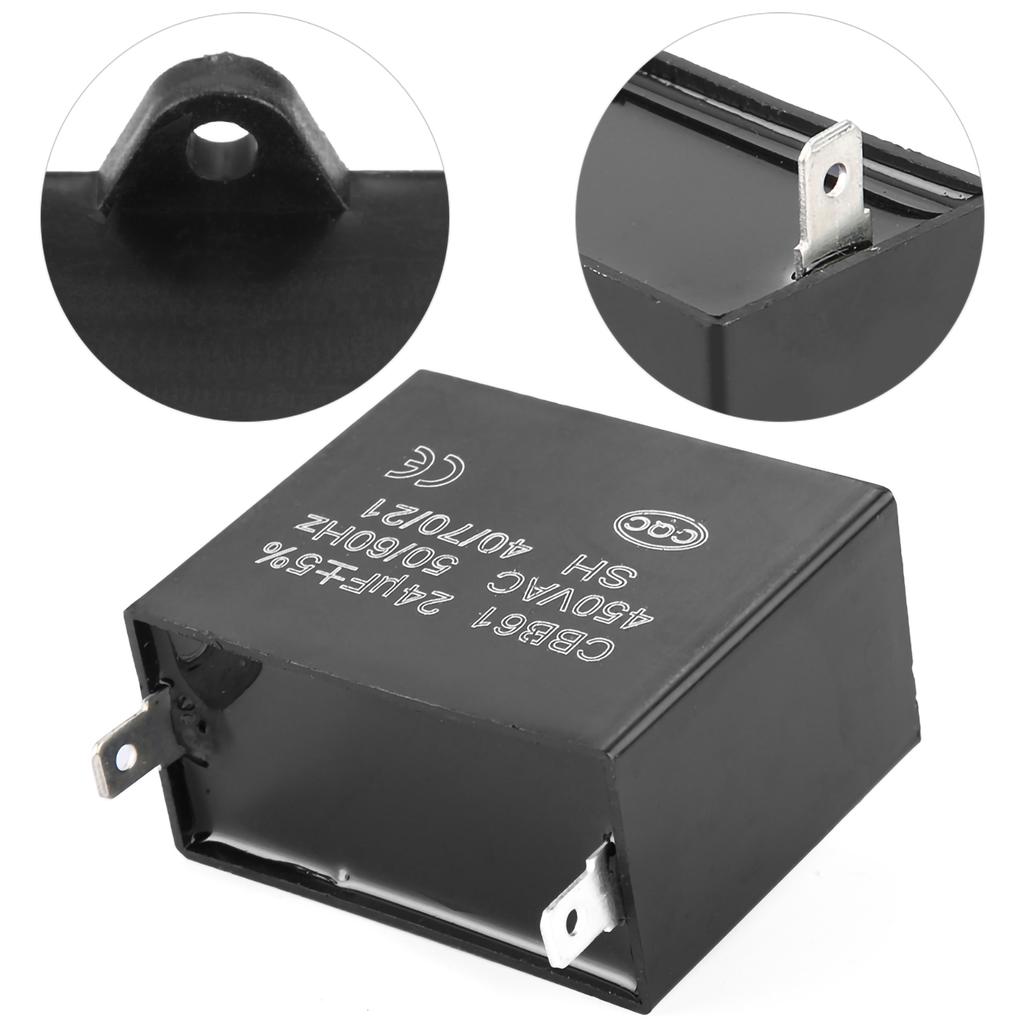 CBB61 Capacitor, 24Uf Metallized Polypropylene Film Starting Capacitor for Gas and Brushless Generators, Suitable for 250, 450 V AC at 50 or 60 Hz
