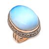 Milky Opal Gemstone Handmade Copper Jewelry Ring Size 8.5 I3M38