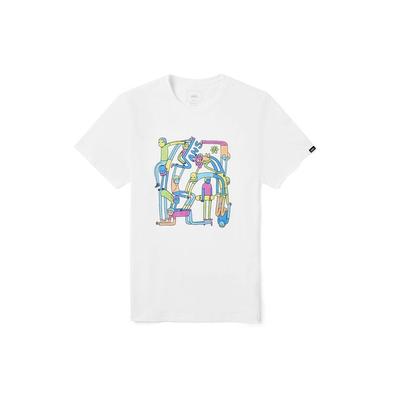 Vans Футболка с коротким рукавом и принтом в виде мультфильма OTW Artist Lickpalik Collaboration, мужские топы белого цвета VN0A4RAVWHT