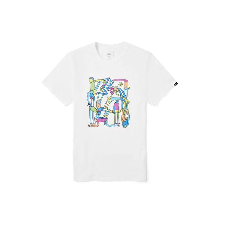 Vans Футболка с коротким рукавом и принтом в виде мультфильма OTW Artist Lickpalik Collaboration, мужские топы белого цвета VN0A4RAVWHT