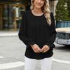 Women's Solid Color Round Neck Loose Long Sleeved Chiffon Top