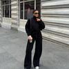 Женский Свободный Уличный Комплект: Худи и Штаны, Длинный Рукав, Повседневный, Двухпредметный Наряд, Зима 2025