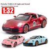 Масштаб 1/32 Porsche 911 Targa 4S Кабриолет Симуляция Сплав Модель автомобиля Звук Свет Украшение Коллекция Подарок Игрушка Литая модель Игрушка для мальчика