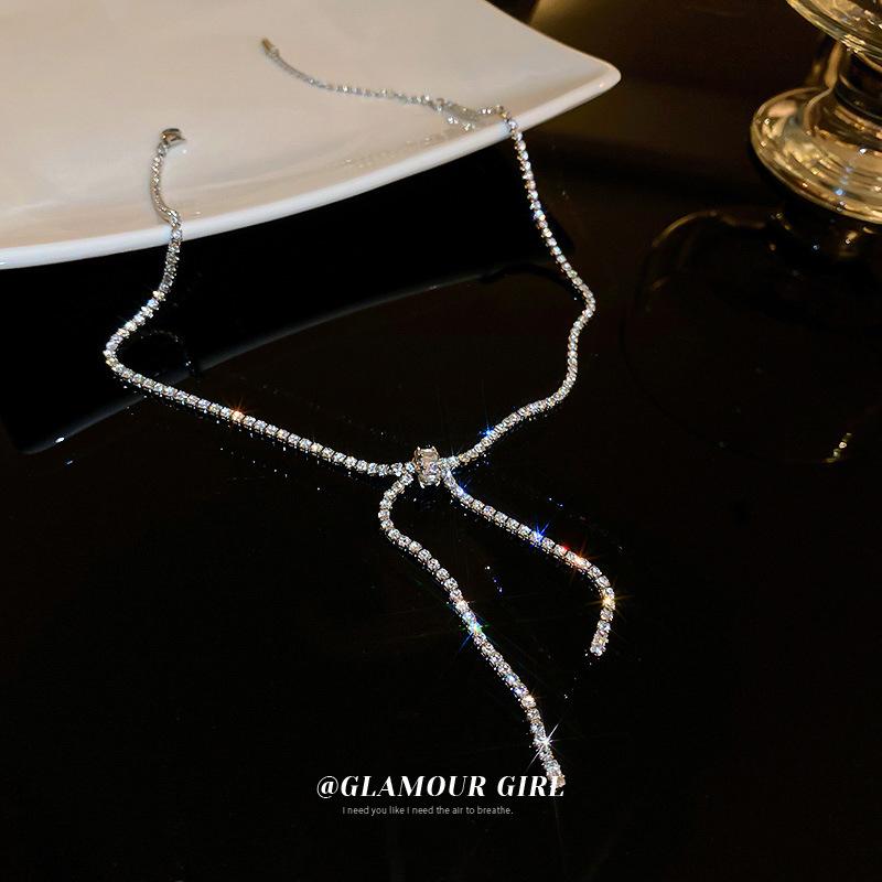 Ретро Минималистское Ожерелье Ожерелье Флэш-Девушки Ожерелье с Луком Ins Wind Fashion Pull Ожерелье Цепь Ключицы Простой Темперамент Светлое Роскошное Ожерелье