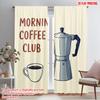 2 шт. 2D плоская печать Занавески для сцены Кружка Morning Coffee Club 100% полиэфирная ткань Без электричества Сезонная вечеринка и праздник